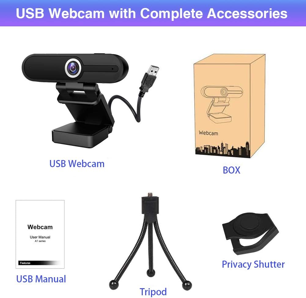 4K Webcam with Microphone, Privacy Cover D540177