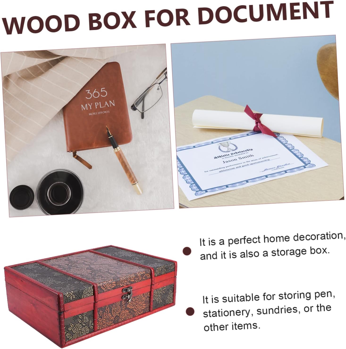 2pcs Wooden Jewelry Storage Case with Lock Ring C4047