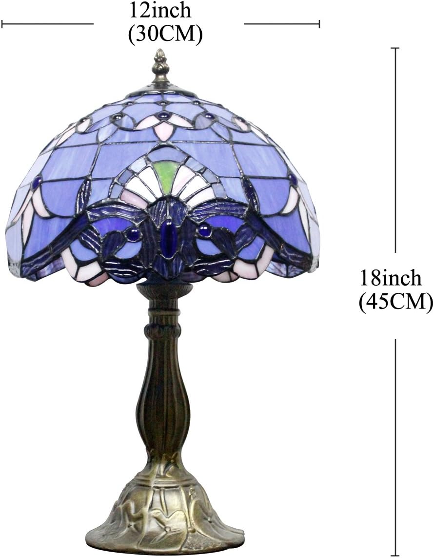 Blue Purple Stained Glass Table Lamp 12x12x18 Inches R252