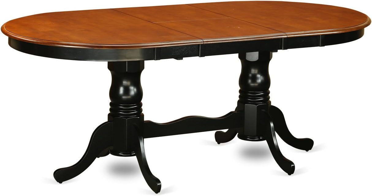 7 Piece Oval Dining Table with Butterfly Leaf and 6 Wood Seat Chairs, Black & Cherry L15250