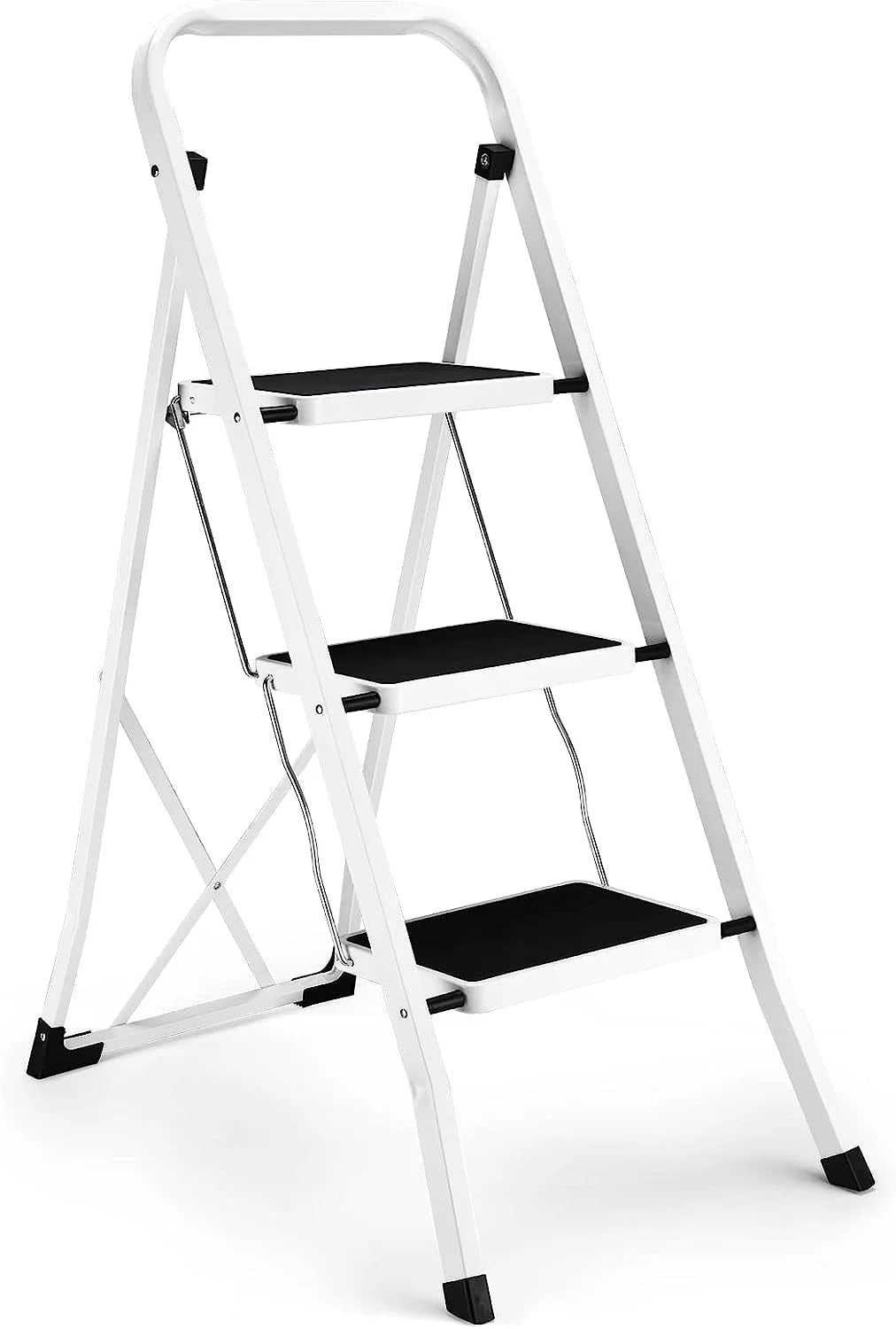 3-Step Folding Step Stool with Anti-Slip Pedal and Handrails C69566