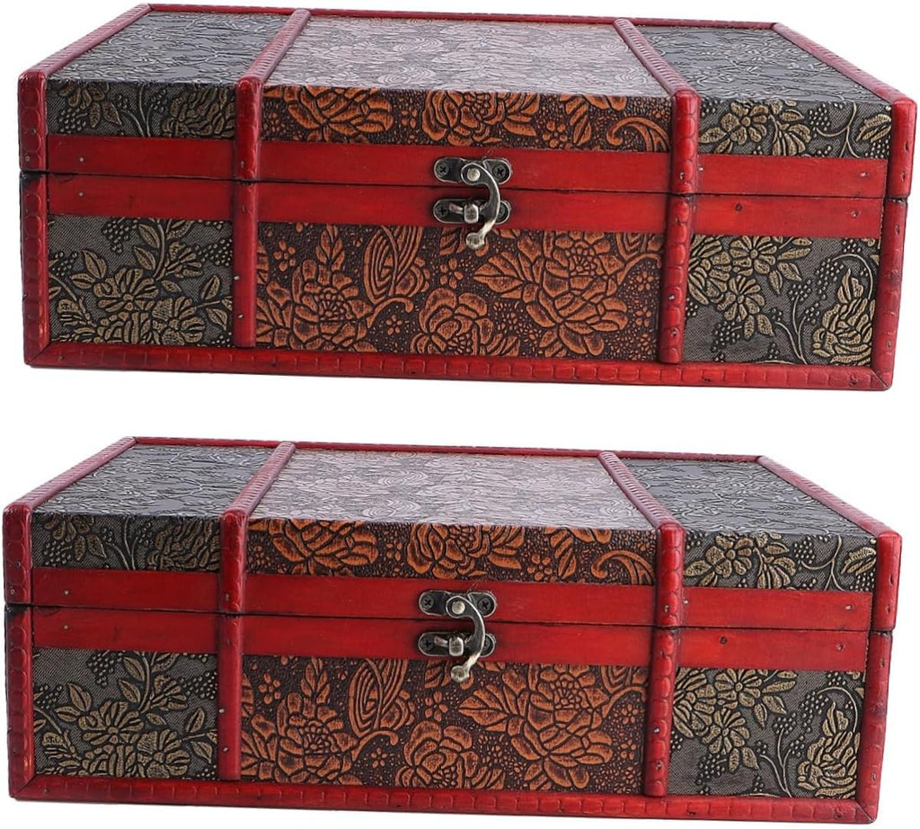 2pcs Wooden Jewelry Storage Case with Lock Ring C4047