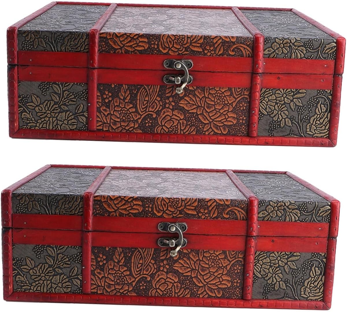2pcs Wooden Jewelry Storage Case with Lock Ring C4047