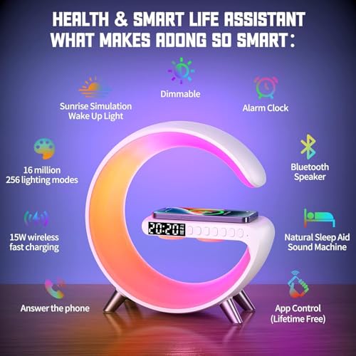 White Smart LED Table Lamp with Wireless Charger F9859