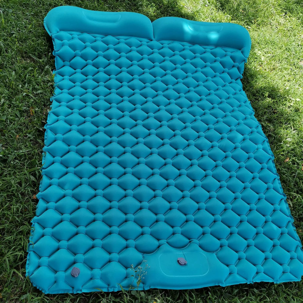 Blue Double Air Mattress with Pillow, 198X120X6cm A5872