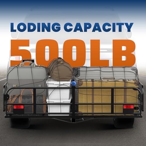 500 Lbs Folding Hitch Mount Cargo Carrier, 2" Hitch Receiver, 60" x 24" x 14" Size V826