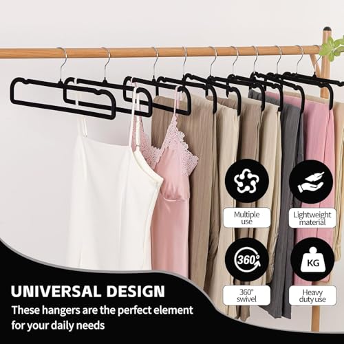 20pcs Black Velvet Trouser Hangers with Swivel Hook F90220