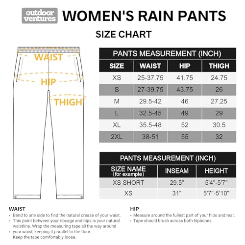 Women's Rain Pants Packable Waterproof Hiking Pants B589825