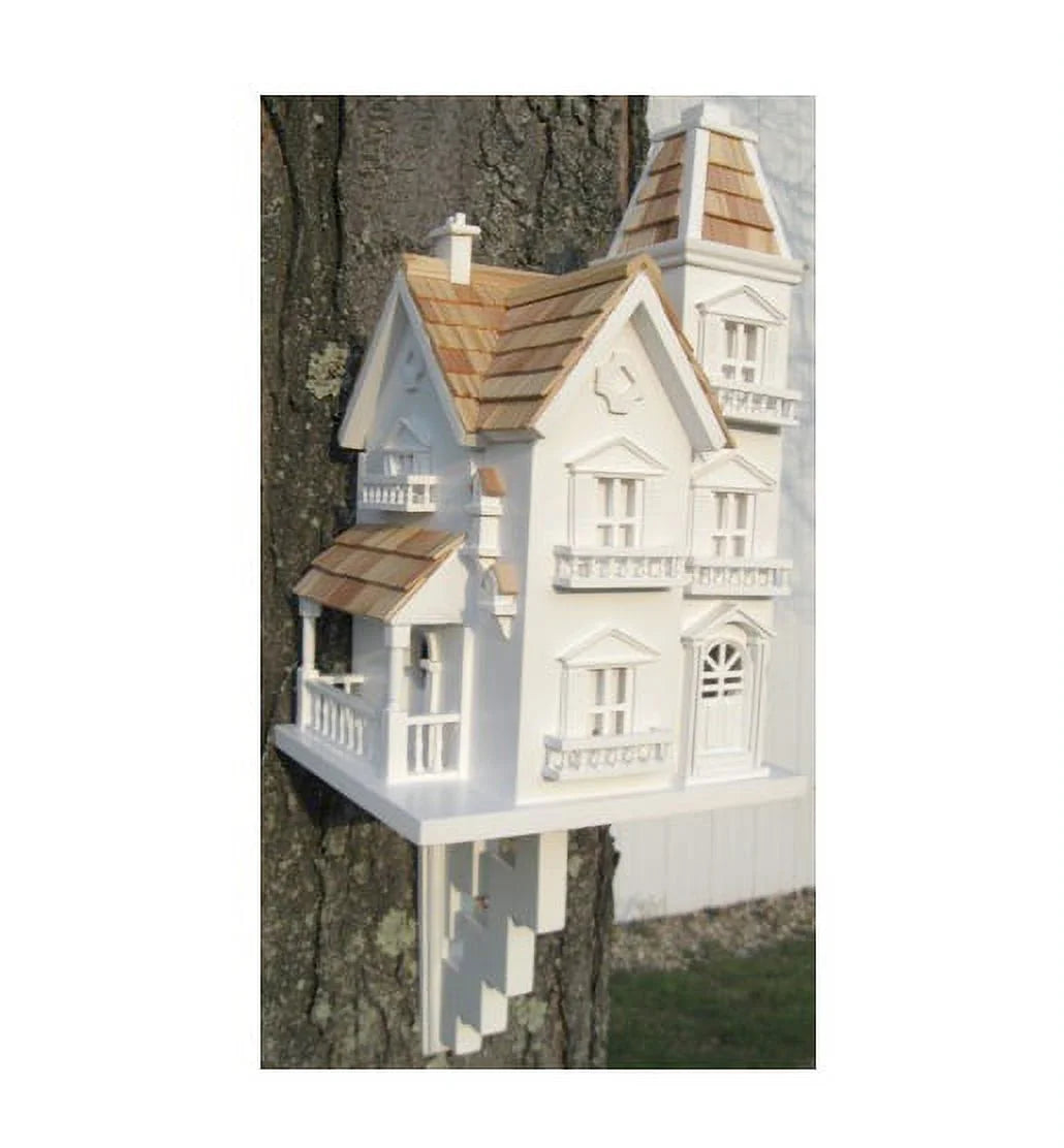 White and Brown 3-Story Outdoor Birdhouse P854009
