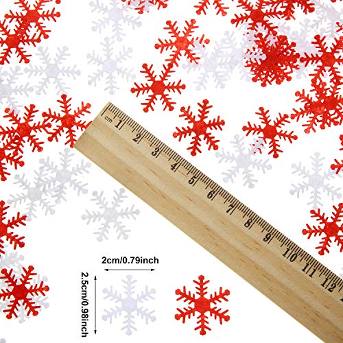 500 Pieces White and Red Non-Woven Snowflakes Table Confetti D942984