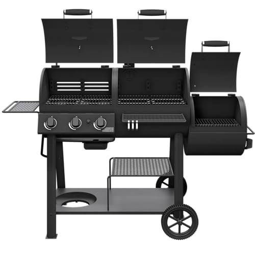 Black Charcoal and Gas Smoker & Grill Y36487