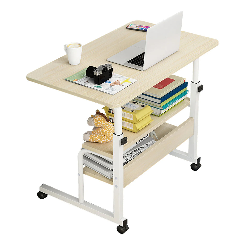 Beige 3-Tier Mobile Laptop Desk with Rolling Wheels N2199