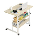 Beige 3-Tier Mobile Laptop Desk with Rolling Wheels N2199