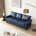Navy Blue 3 Seater Leather Sofa with Storage Box V53503