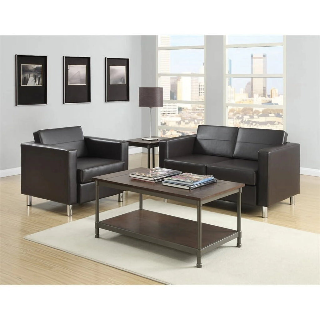 Black Vinyl Upholstered Barrel Club Chair M110319