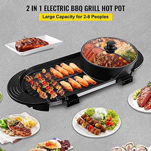 2 in 1 Electric BBQ Grill and Smokeless Hot Pot with Dual Temp Control P94674