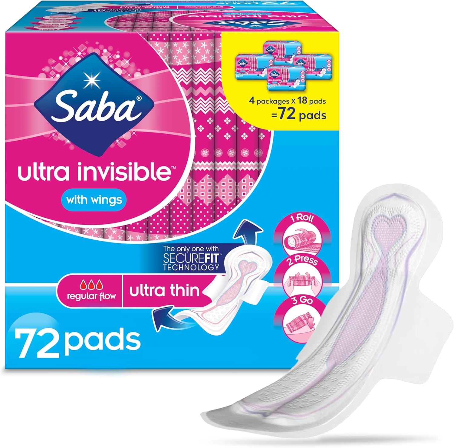 72 Count Ultra Thin Pads with Wings R93494
