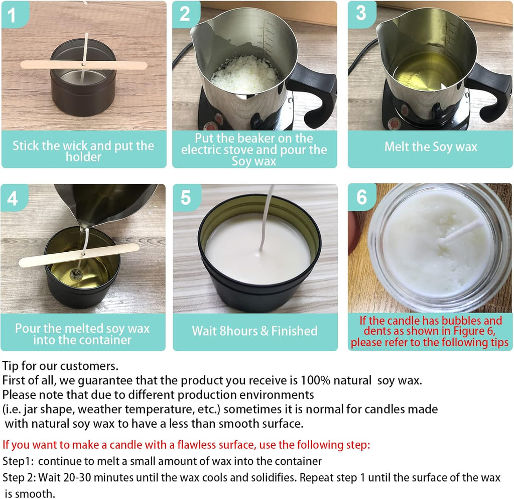 5lbs Soy Wax Flakes, 100 Candle Wick, 10 Centering Devices, Melting Pot F647981