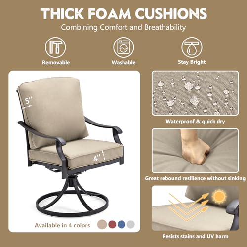 Red Patio Swivel Chair Set of 2 with Thickened Cushions G299798