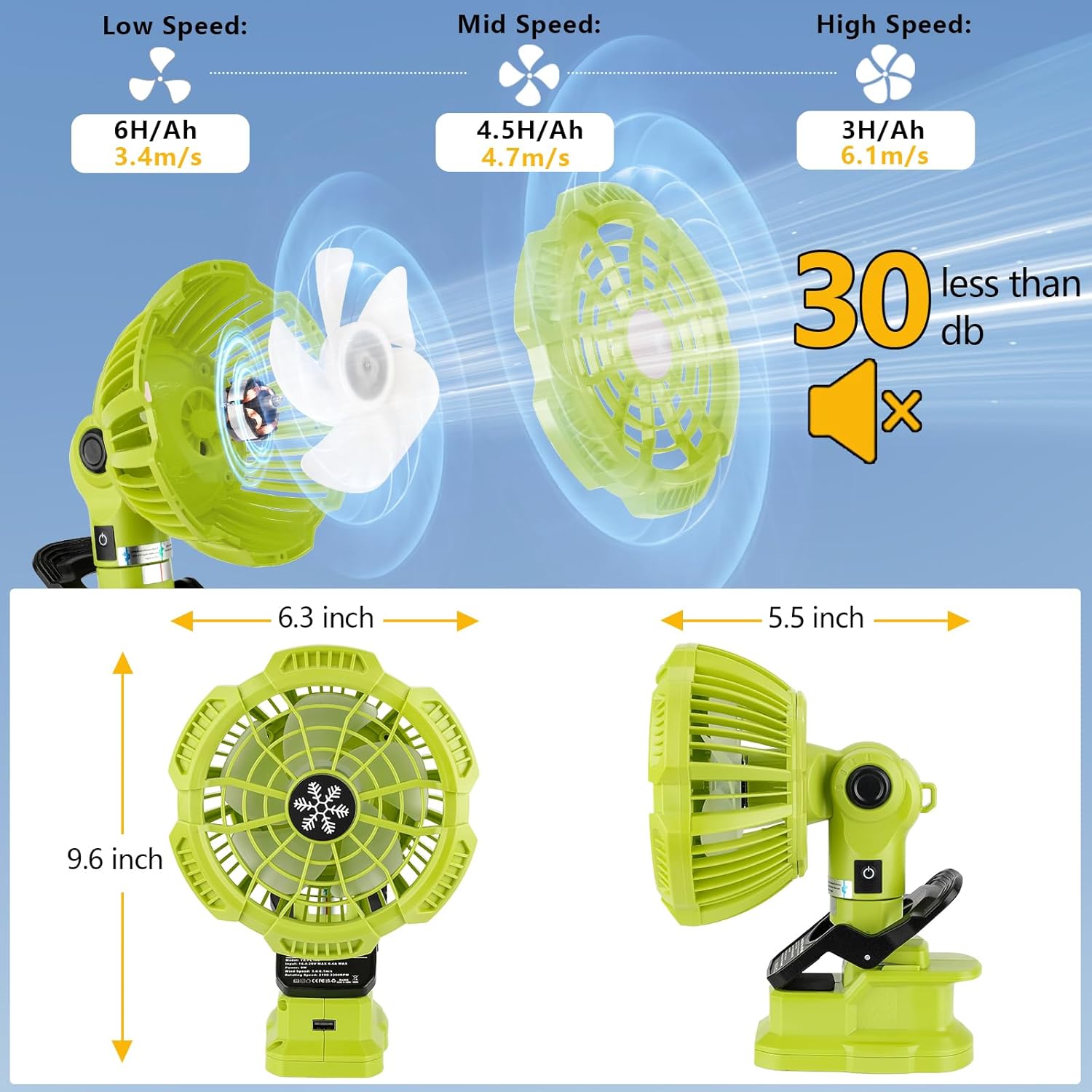 Portable Clip on Fan for 18v Battery H5990