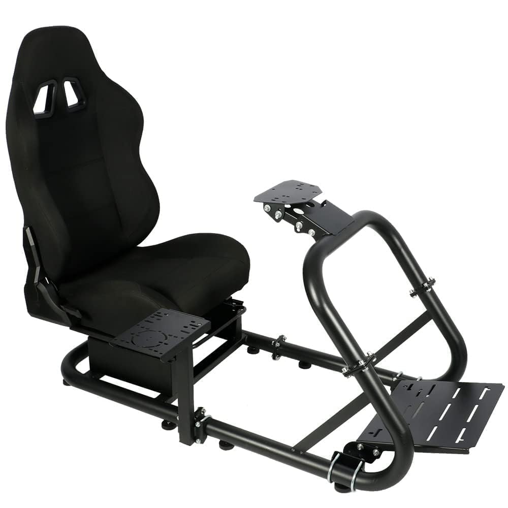 Racing Simulator Cockpit with Comfort Seat, Adjustable Sim Gaming Stand S62661