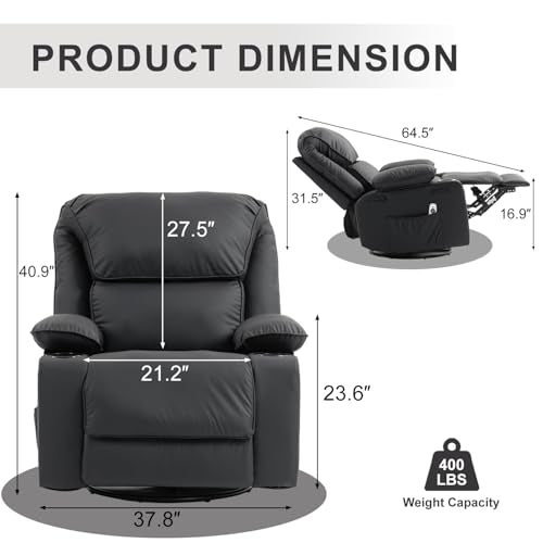 Gray Oatmeal Rocker Recliner Chair with Massage and Heated X320