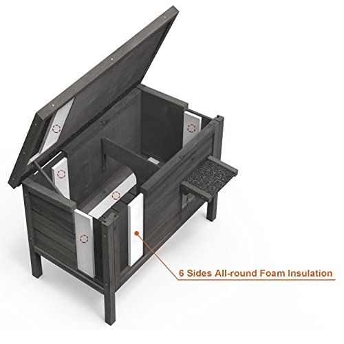 Outdoor Feral Cat House Heated Cat Shelter with Insulated Foam 34.5"X21.5"x27.2" C55198