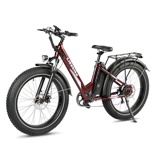 26" Fat Tire Electric Mountain Bike with 48V 13Ah Battery 7-Speed Front Suspension C2198