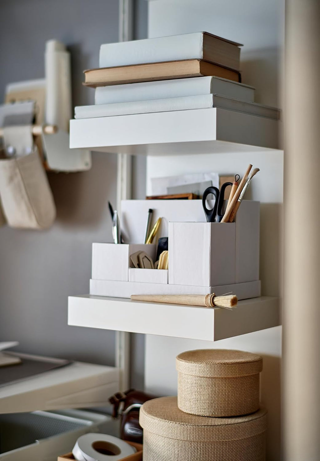 White Wall Shelf Unit, 30x190 cm U3211