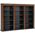 Triple Floating Media Wall Storage in Cherry and Black S843