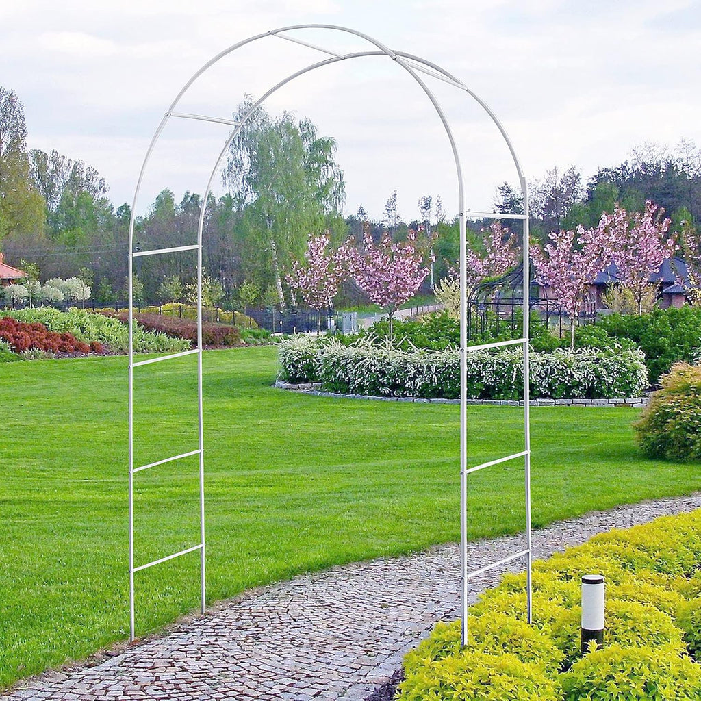 White Steel Garden Arch Arbor Trellis T411