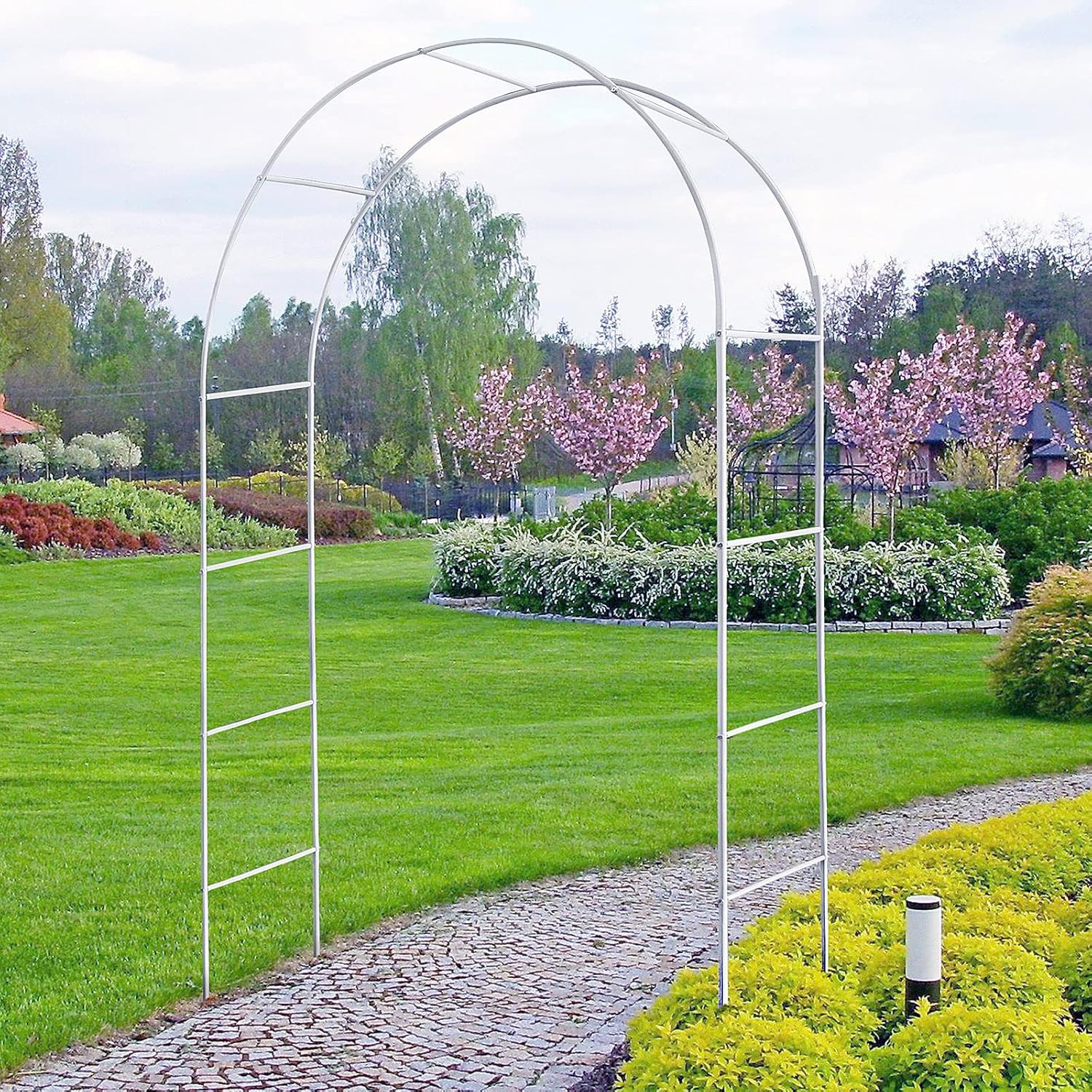 White Steel Garden Arch Arbor Trellis T411