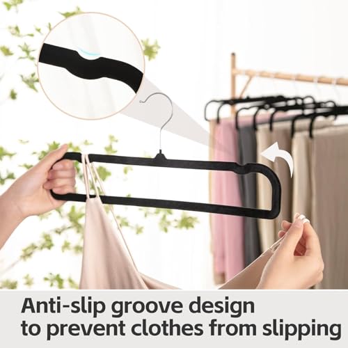 20pcs Black Velvet Trouser Hangers with Swivel Hook F90220