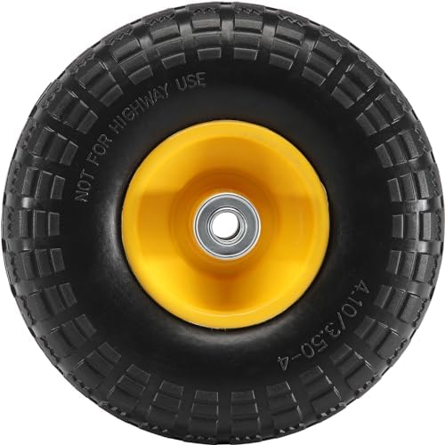 10-Inch Solid Rubber Flat Free Tubeless Tires and Wheels, 2-Pack G974