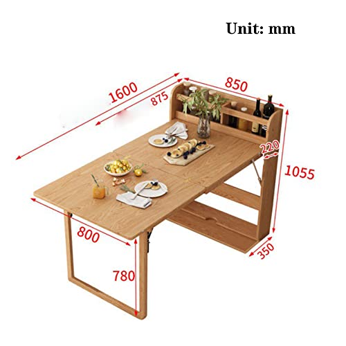 Wall Mounted Wooden Fold Out Table with Storage Shelf R9164