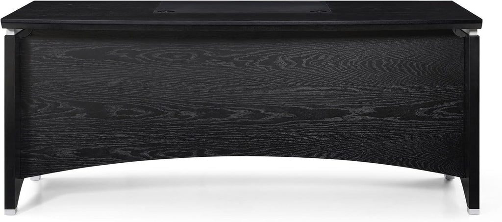 Black Oak Wood Desk with Leather Writing Pad B97868