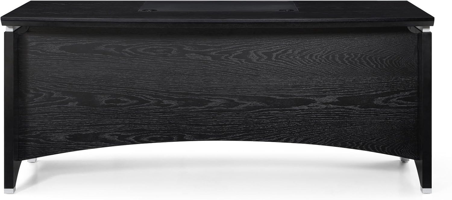 Black Oak Wood Desk with Leather Writing Pad B97868
