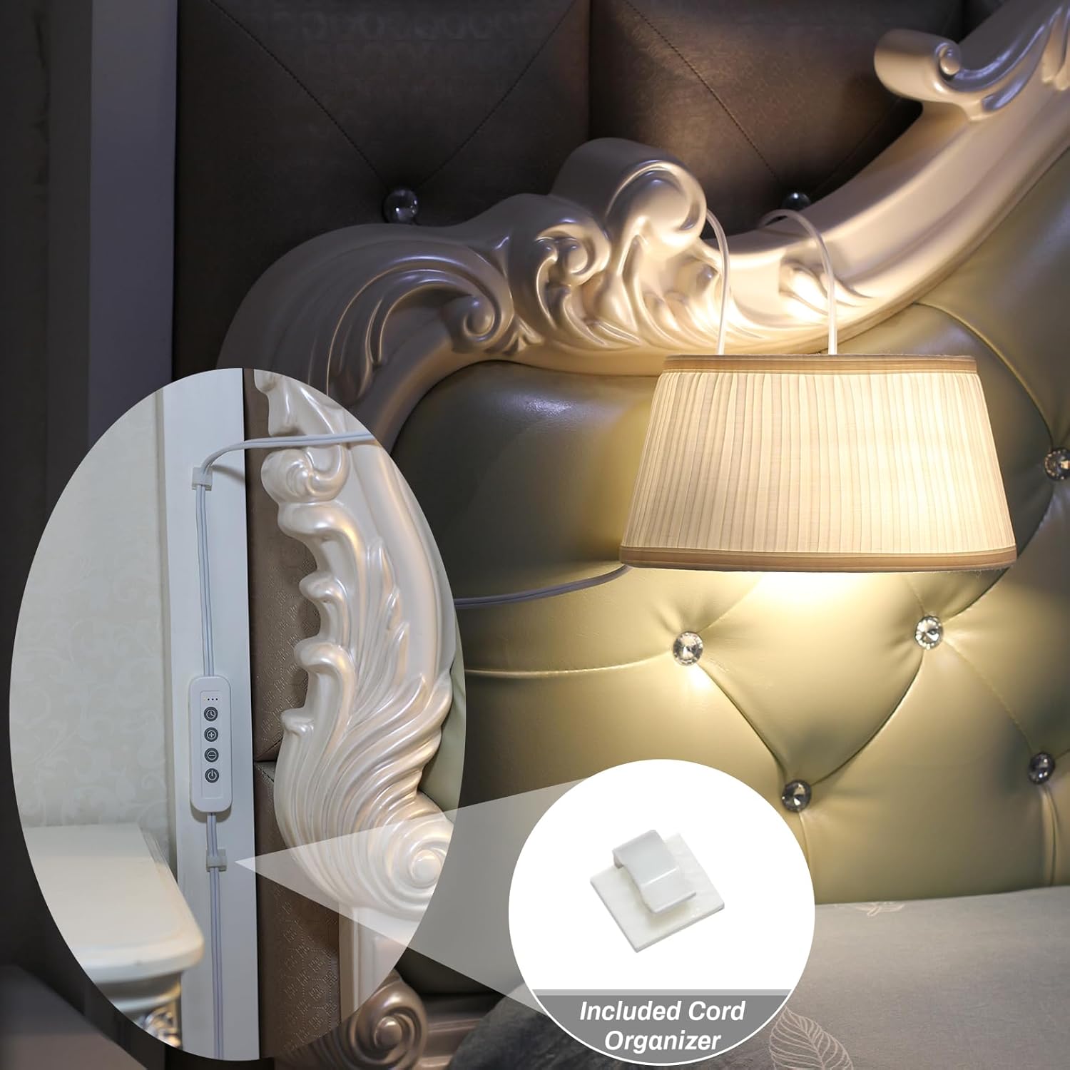 Bed Reading Light with Adjustable Hook and Fabric Shade U92509