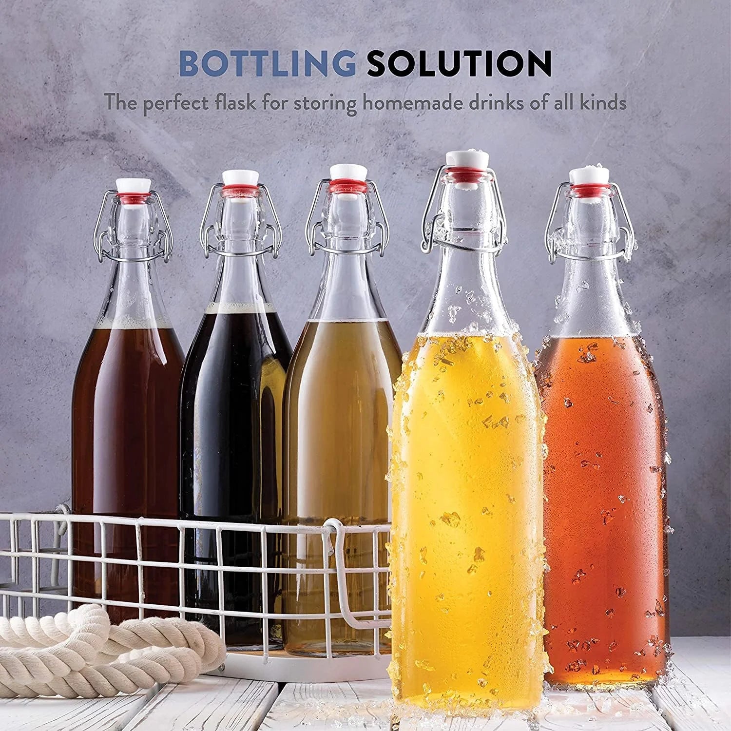 Clear Glass Bottle With Stopper, 33 3/4 oz. H546348