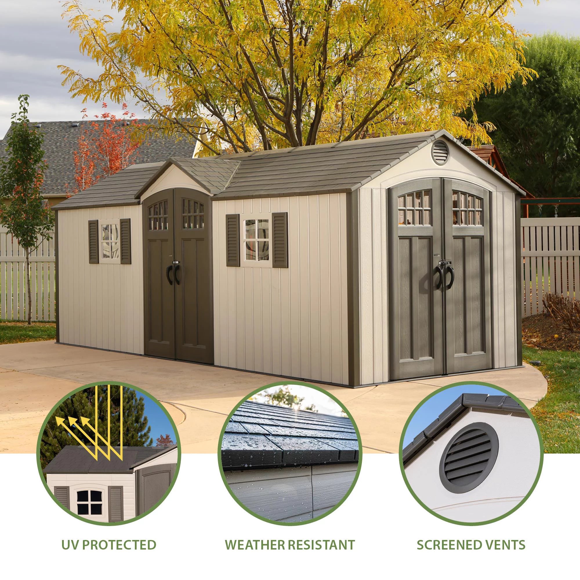 20 ft. x 8 ft. Outdoor Storage Shed Desert Sand H310272