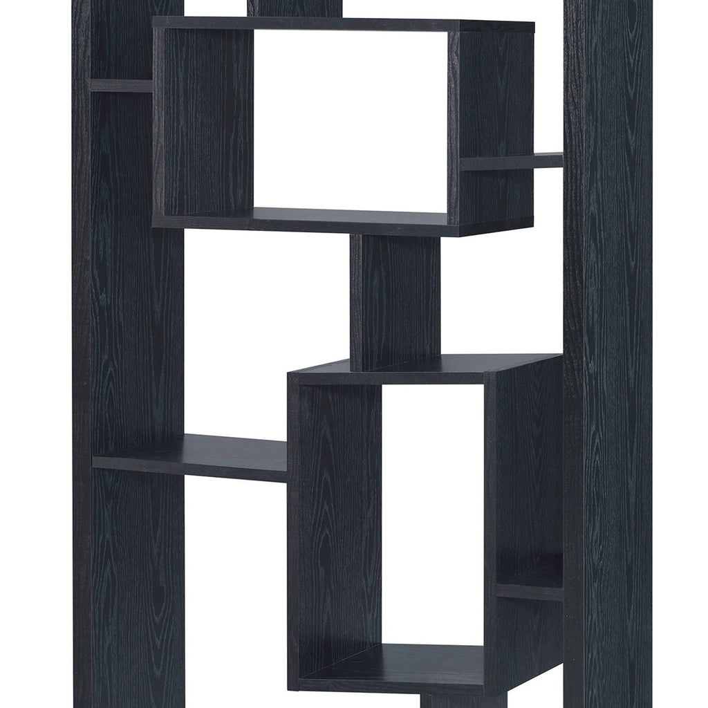 Black Asymmetrical Cube Book Case with Shelves R9834