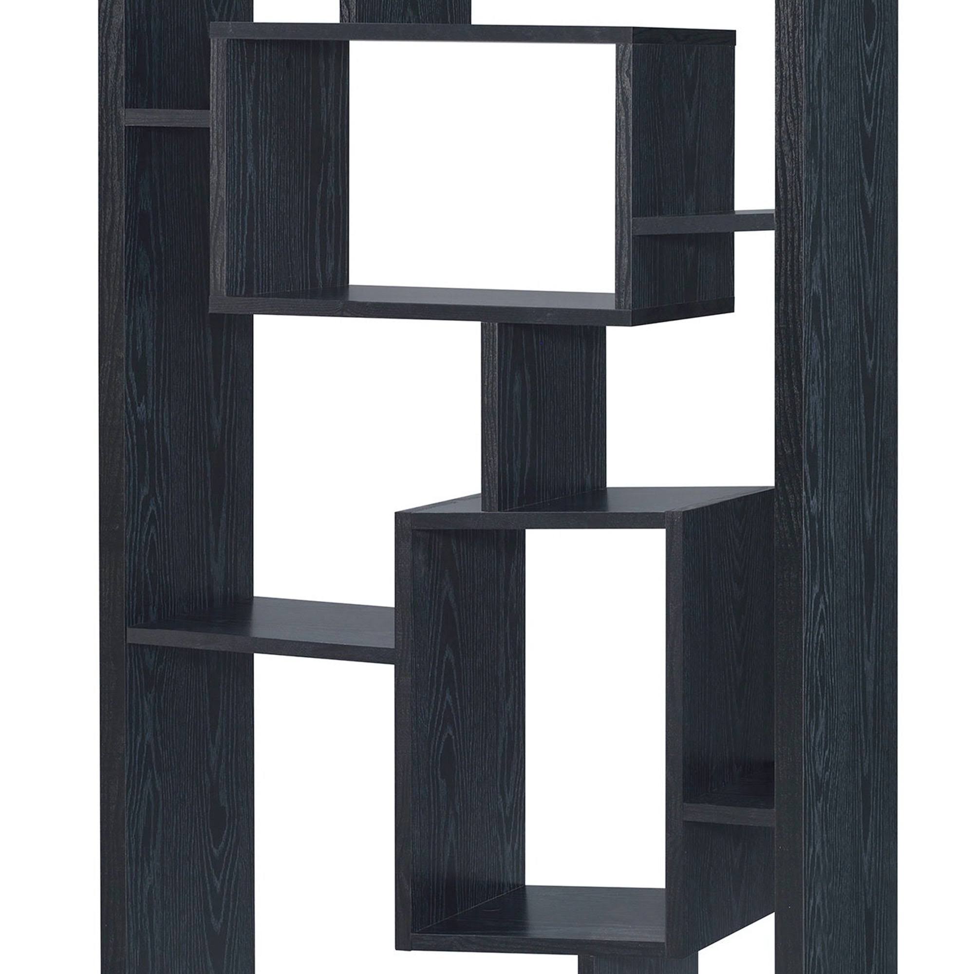 Black Asymmetrical Cube Book Case with Shelves R9834