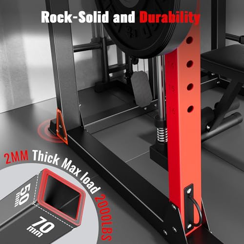 Smith Machine Power Cage with LAT Pull-Down Systems and Cable Attachment E7498
