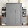 Queen Murphy Bed with Storage Drawers and Shelves (Grey) J877
