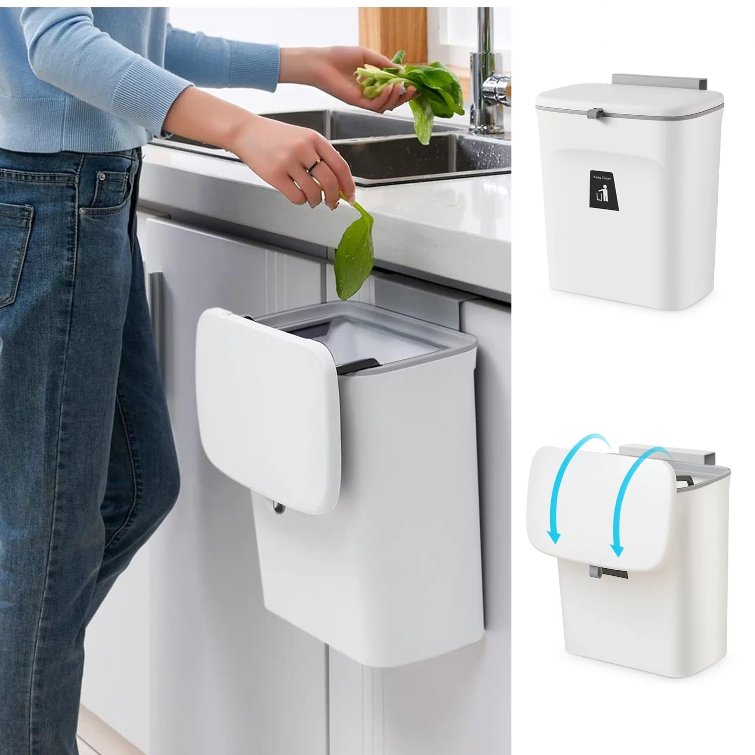 2.4 Gal Hanging Trash Can with Lid Z427934