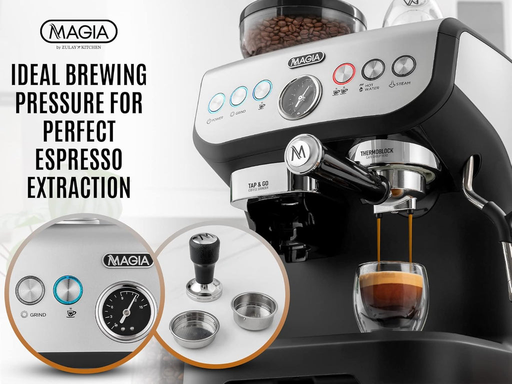 Manual Espresso Machine with Grinder and Milk Frother C5960
