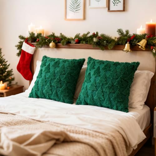 Christmas Tree Pillow Covers 18 x 18 Set of 2 S58921