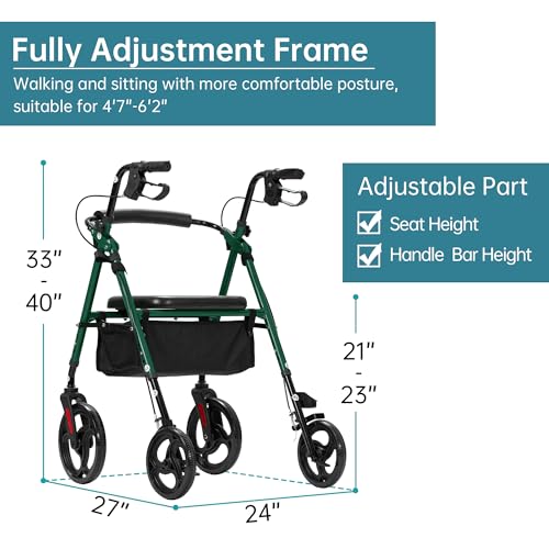 Green Rollator Walker with 10" Wheels G270872