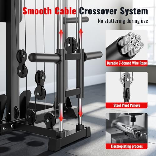 Smith Machine Power Cage with LAT Pull-Down Systems and Cable Attachment E7498