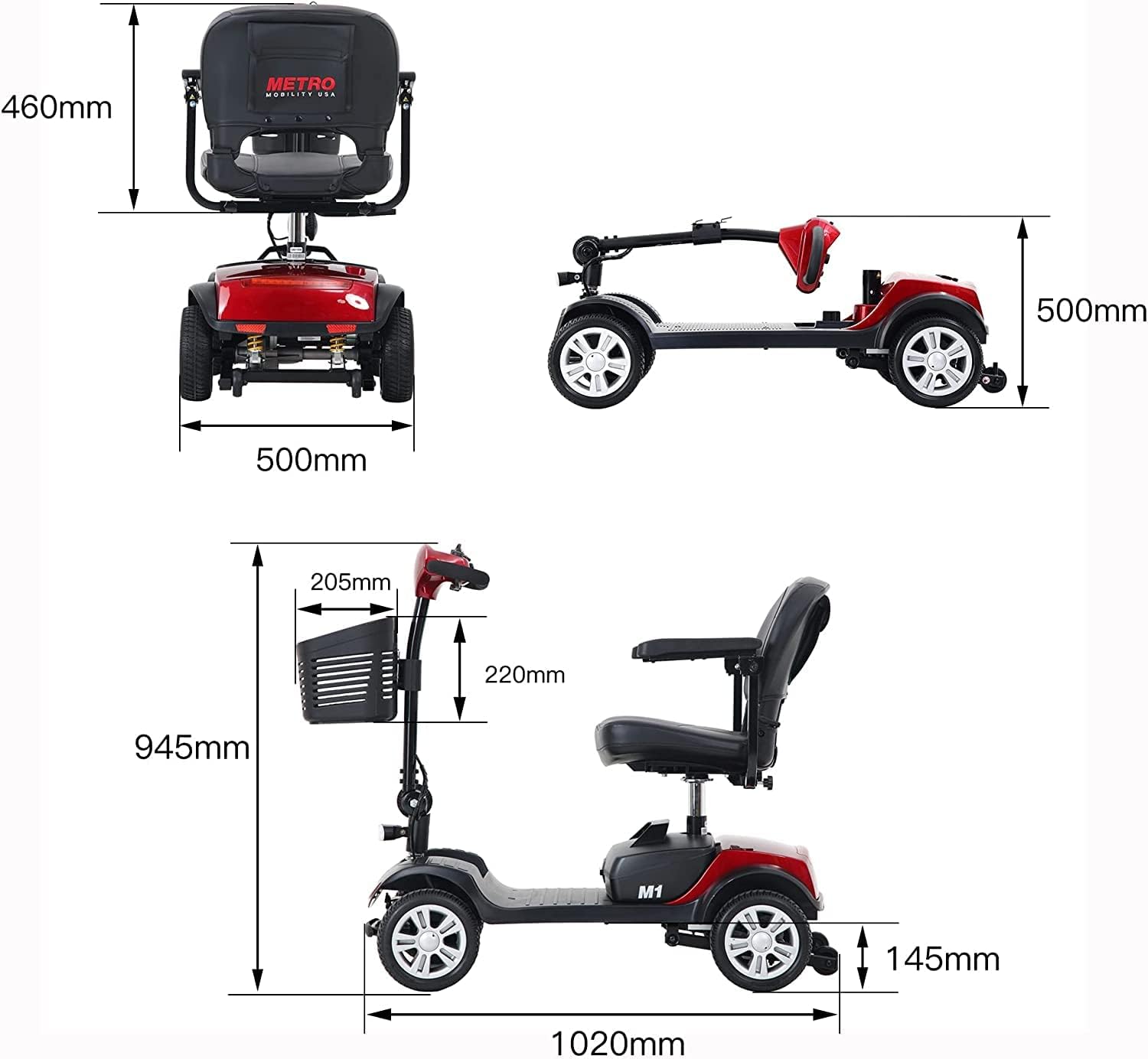 Compact 4 Wheel Electric Mobility Scooter H31545